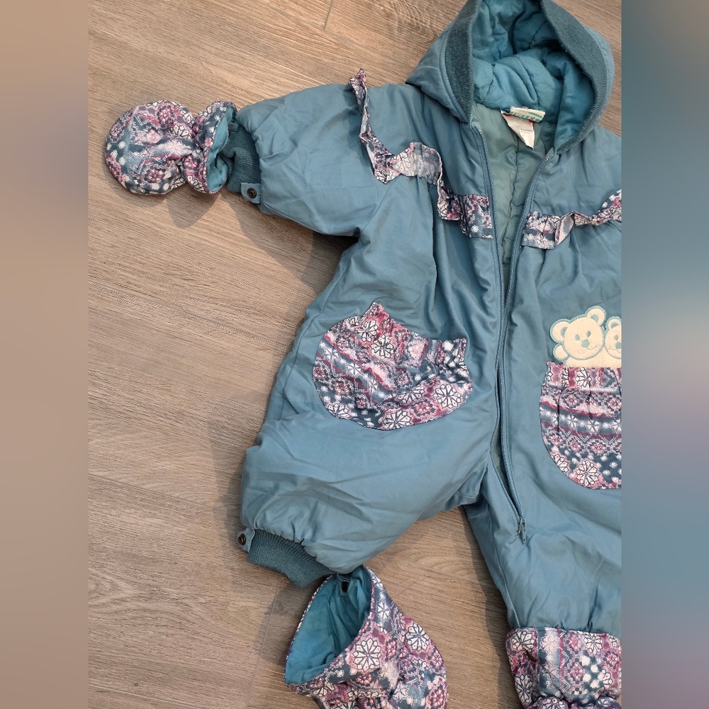 Vintage 90's Baby Snowsuit Size 12 Months With Matching Hat - Picture 4 of 9